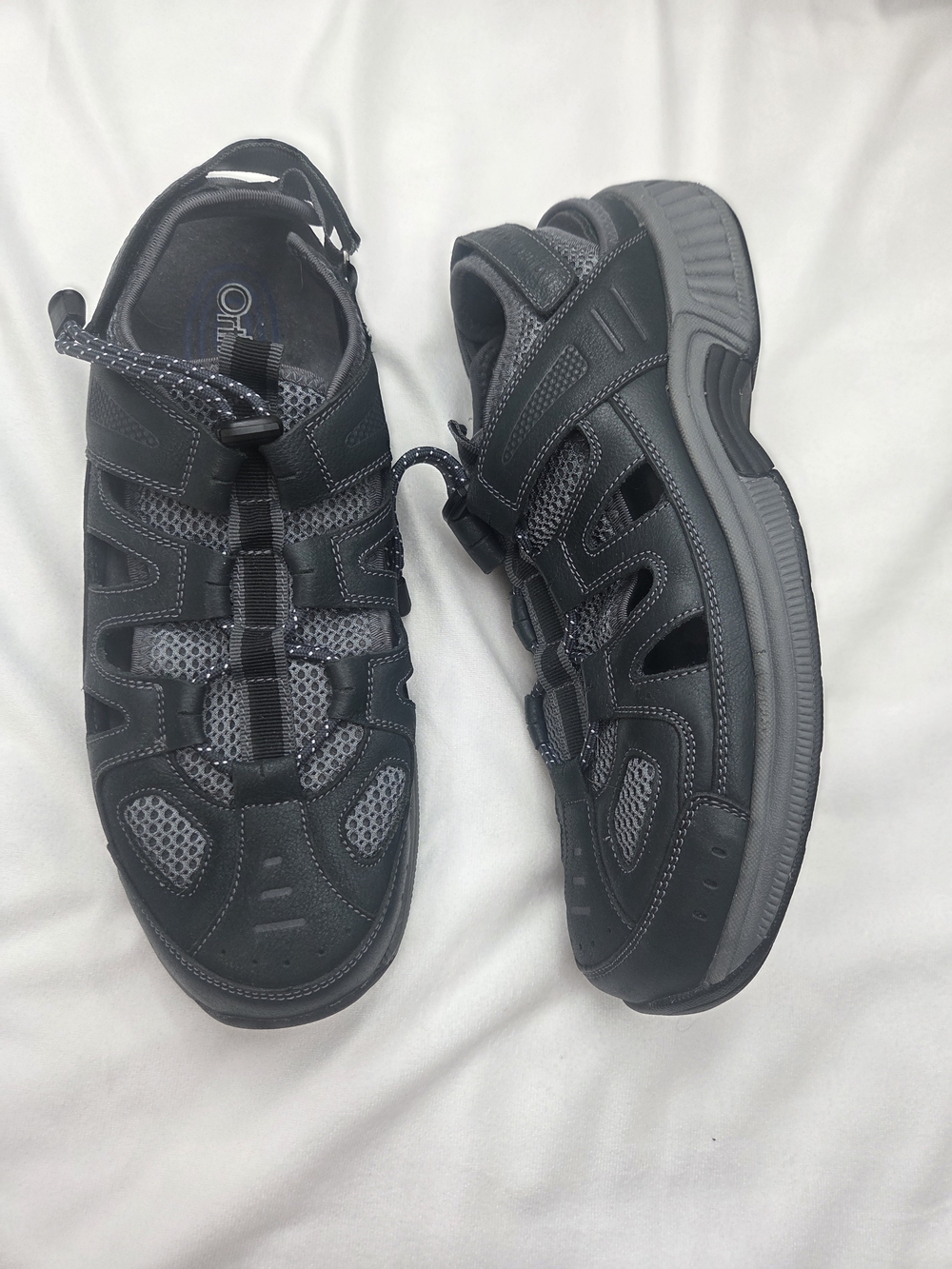 Orthofeet Men's 10.5‎ D Black Comfort Fisherman Walking Sandals Orthopedic